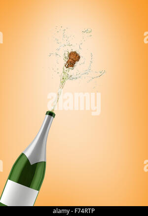 Immagine composita di champagne popping Foto Stock