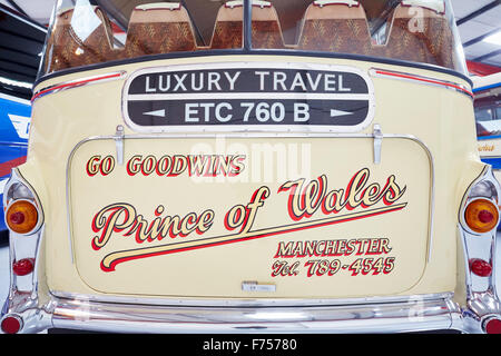 Manchester azienda di pullman andare Goodwins di Eccles allenatori memorizzato nel capannone vetrina vintage bus Bus spento double decker singolo Foto Stock