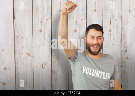 Immagine composita del ritratto di allegro volontario Foto Stock