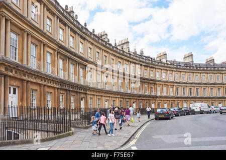 Il Circus una circolare georgiano case a schiera in bagno, Somerset England Regno Unito Regno Unito Foto Stock