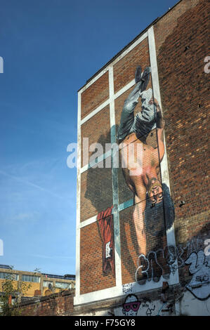 Arte di strada Brick Lane, Londra Foto Stock