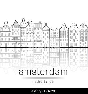 Modello senza giunture house e variazione della città di Amsterdam, Paesi Bassi vettore Illustrazione Vettoriale