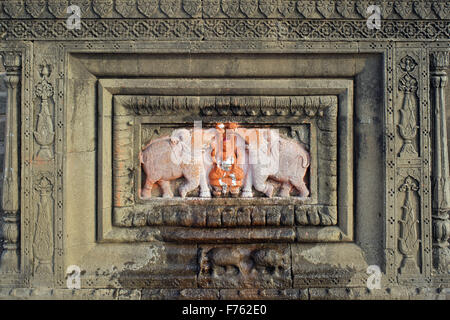 Maheshwar Ghat, tempio indù, Khargone, Madhya Pradesh, India, Asia Foto Stock