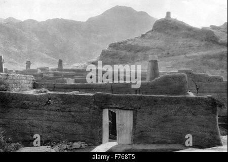 Khyber Pass, provincia di Pakhtunkhwa, Landi Kotal, Pakistan, Jamrud, Peshawar, Afghanistan, montagne Spin Ghar, vecchia immagine del 1900 Foto Stock