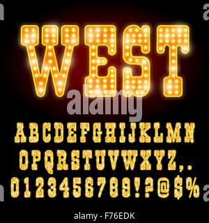 Western notte Font Illustrazione Vettoriale