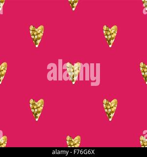 Vettore di Seamless pattern in oro con il cuore. Illustrazione Vettoriale Illustrazione Vettoriale