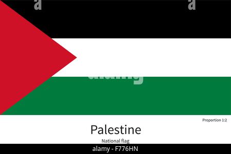 Bandiera Nazionale della Palestina con proporzioni corrette, elemento, colori Illustrazione Vettoriale