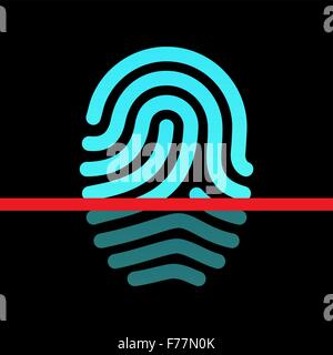 Fingerprint Identification System - tipo di loop e la relativa icona. Illustrazione Vettoriale