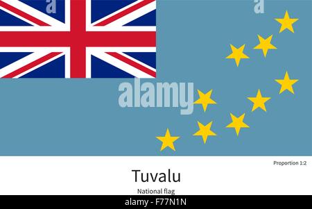 Bandiera nazionale di Tuvalu con proporzioni corrette, elemento, colori Illustrazione Vettoriale