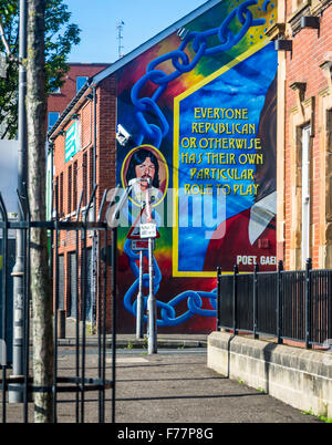 Testo da Bobby Sands murale di Belfast Foto Stock