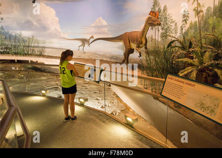 Stato di dinosauri parco in collina rocciosa CT Foto Stock