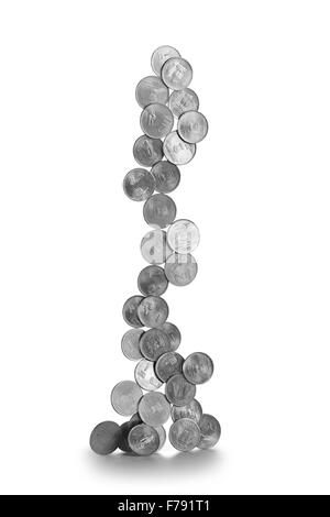 monete equilibrio, monete scultura, equilibrio, gravità, Foto Stock