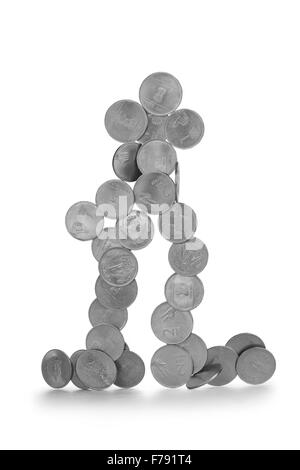 monete equilibrio, monete scultura, equilibrio, gravità, Foto Stock