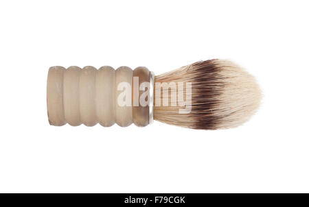 Vecchia spazzola di rasatura isolati su sfondo bianco Foto Stock