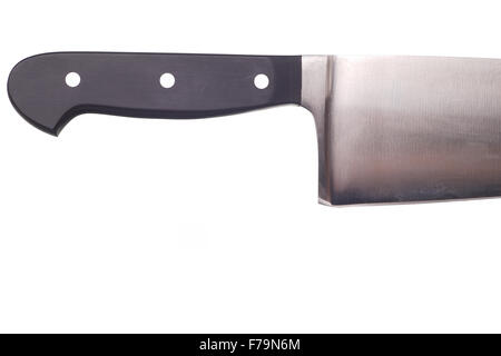Maniglia sulla cucina Coltello per cuoco, isolato su bianco Foto Stock