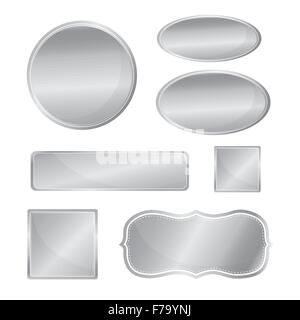 Metallico grezzo icon set color argento Illustrazione Vettoriale