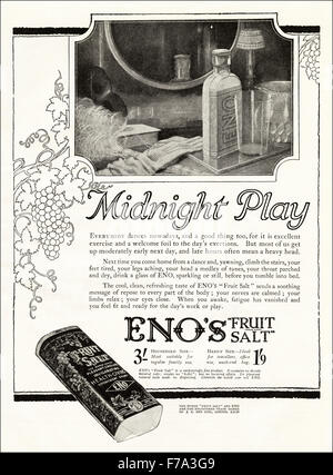 1920s annuncio. Annuncio datato 1923 pubblicità Eno il sale di frutta Foto Stock