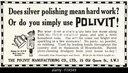 1920s annuncio. Annuncio datato 1923 pubblicità Polivit polacco di argento Foto Stock