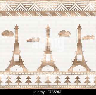 Torre Eiffel: stile Scandinavo seamless maglia Illustrazione Vettoriale