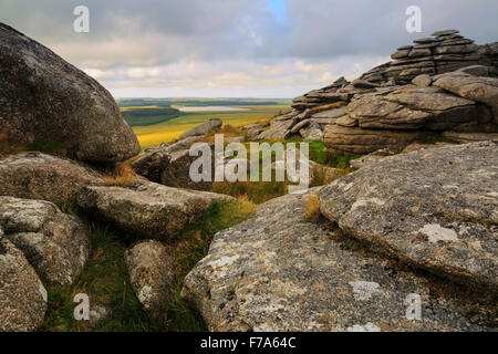 Sperone roccioso su terreni accidentati tor su Bodmin Moor Foto Stock
