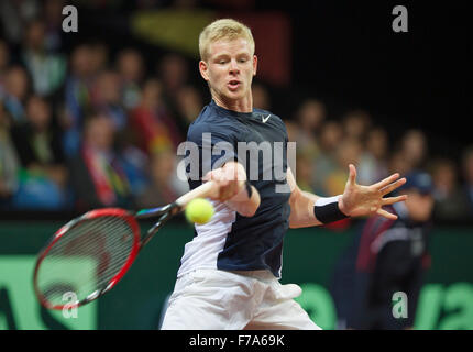 Gent, Belgio, 27 novembre 2015, Coppa Davis finale, Belgium-Great Gran Bretagna, primo match, Kyle Edmund (GRB) Credito: Henk Koster/Alamy Live News Foto Stock