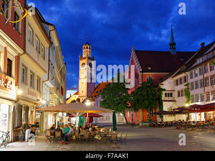 Marienplatz con Blaserturm nel centro storico, Ravensburg, Alta Svevia, Baden-Württemberg, Germania Foto Stock