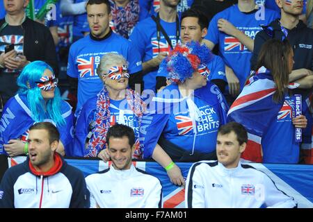 Il Belgio. 27 Nov, 2015. Coppa Davis finale, Gran Bretagna contro il Belgio. Giorno 1 giocare. ventole Credito: Azione Sport Plus/Alamy Live News Foto Stock