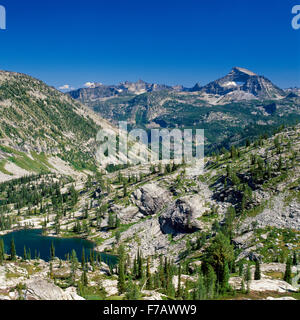 el capitan vista da cresta sopra lago di osservazione nella selway-bitterroot deserto della catena di bitterroot vicino darby, montana Foto Stock