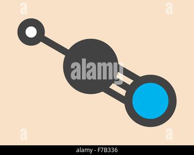 Acido cianidrico (HCN) poison molecola. È tipico di mandorla-come l'odore. Stilizzata di scheletro di formula (struttura chimica). Gli atomi sono Foto Stock