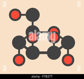 Mannosio (D-mannosio) molecola di zucchero. Epimero del glucosio. Stilizzata di scheletro di formula (struttura chimica). Gli atomi sono mostrati come Foto Stock