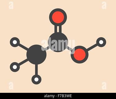 Acido acetico molecola. Aceto è una soluzione acquosa di acido acetico. Stilizzata di scheletro di formula (struttura chimica). Gli atomi sono Foto Stock