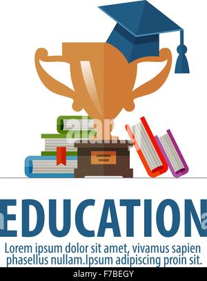 Vettore di istruzione logo design modello. scuola o icona dello studente Illustrazione Vettoriale