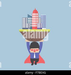 Super uomo d affari che trasportano la città, vettore EPS10 Illustrazione Vettoriale