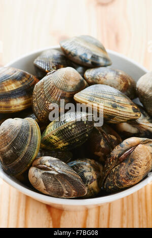 Materie le vongole in bianco ciotola Foto Stock