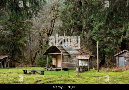 WASHINGTON - la Olympus stazione di guardia situato nella foresta pluviale a 9 miglia dal fiume Hoh Sentiero nel Parco Nazionale di Olympic. Foto Stock