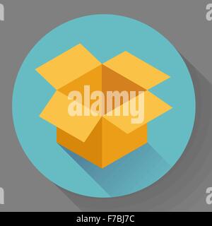 Icona del vuoto aperto la scatola di cartone. Uno stile piatto Illustrazione Vettoriale