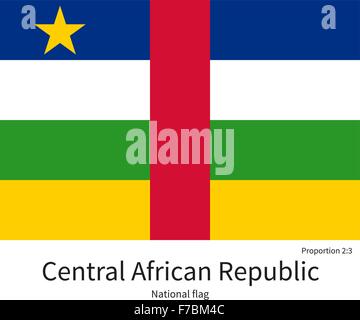 Bandiera nazionale della Repubblica Centrale Africana con proporzioni corrette, elemento, colori Illustrazione Vettoriale