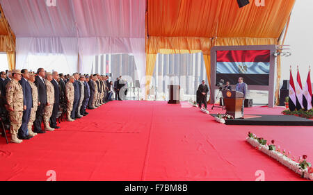 Port Said al Cairo, Egitto. 28 Nov, 2015. Il presidente egiziano Abdel Fattah al-Sisi prendere parte durante la fase di apertura di un progetto a Port Said in Egitto, nov. 28, 2015 © Il presidente Egiziano Ufficio APA/images/ZUMA filo/Alamy Live News Foto Stock