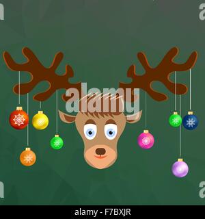 Cartoon carino cervi con coloratissime palle di vetro Illustrazione Vettoriale