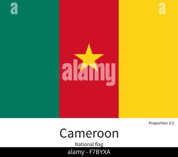 Bandiera nazionale del Camerun con proporzioni corrette, elemento, colori Illustrazione Vettoriale