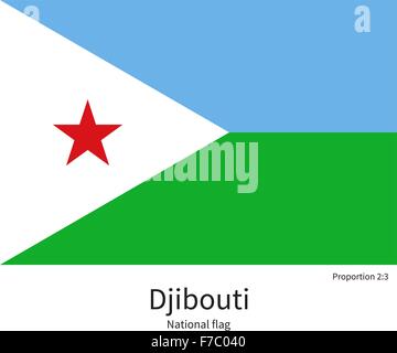 Bandiera nazionale di Gibuti con proporzioni corrette, elemento, colori Illustrazione Vettoriale