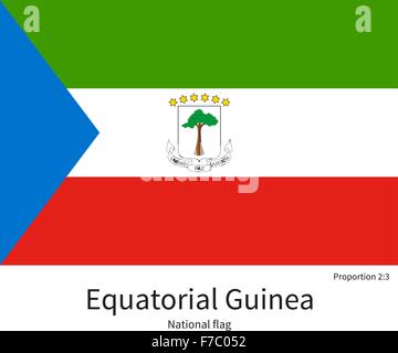 Bandiera nazionale della Guinea equatoriale con proporzioni corrette, elemento, colori Illustrazione Vettoriale