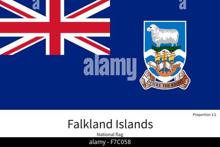 Bandiera nazionale delle Isole Falkland con proporzioni corrette, elemento, colori Illustrazione Vettoriale
