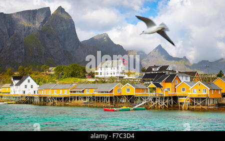 Isole Lofoten, casa di pescatori rorbu, Norvegia, Foto Stock