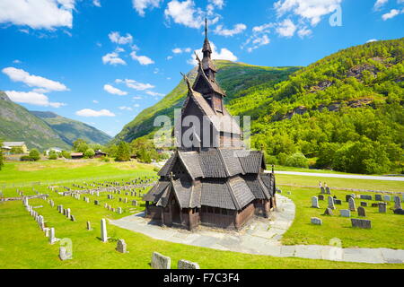 Borgund doga Chiesa Sogn og Fjordane, Norvegia Foto Stock
