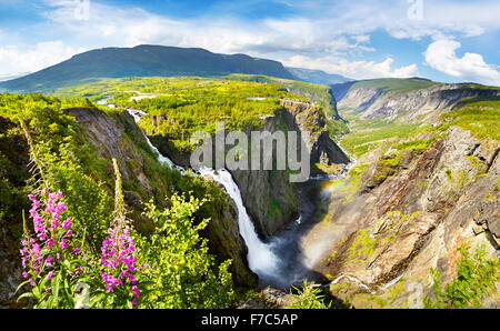 La cascata di Voringfossen, Hordaland, Norvegia Foto Stock