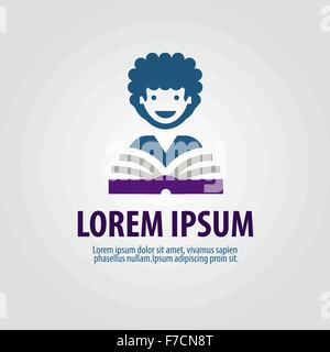 Vettore di istruzione logo design modello. prenota o l'icona della libreria Illustrazione Vettoriale