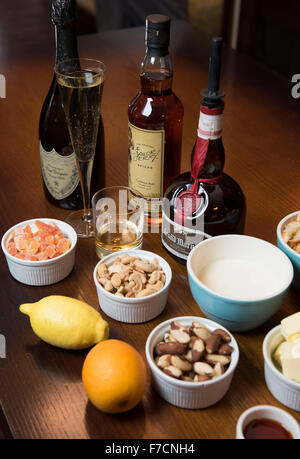 Pudding natalizio ingrediants Foto Stock