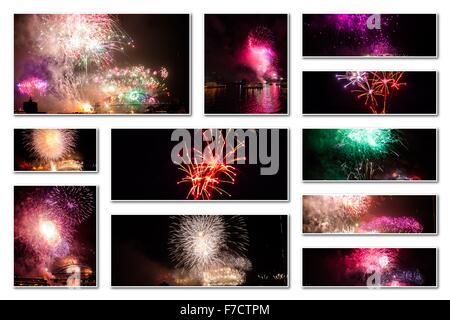 Fuochi d'artificio foto collage Foto Stock