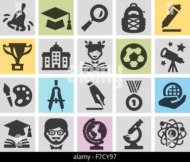 Vettore di scuola logo design modello. l'istruzione o le icone di apprendimento Illustrazione Vettoriale
